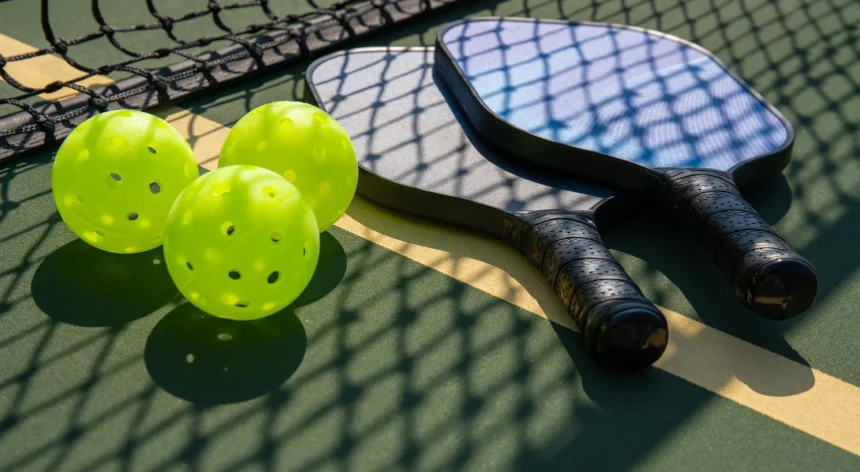 pickleball paddles and balls